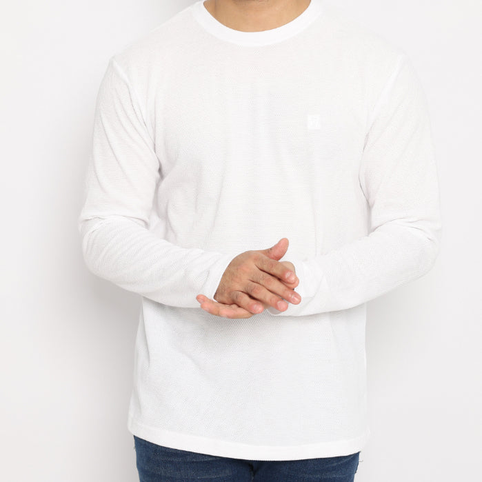 MATSUDA Kaos Lengan Panjang Texture Popcorn Katun Nagato