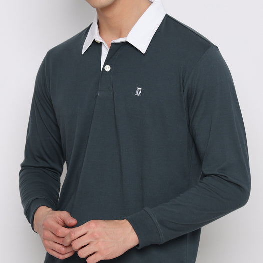 Matsuda Kaos Rugby Polo Shirt Pria Lengan Panjang Fujidera