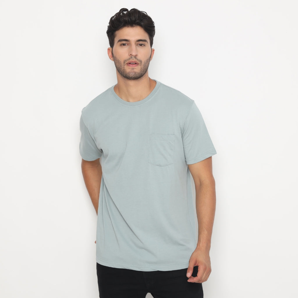 MATSUDA Kaos Polos Pocket T Shirt Cotton Chuo Seri Warna Hitam Putih Bumi