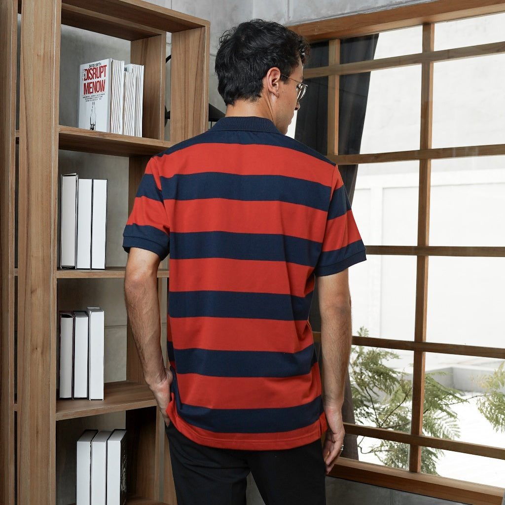 MATSUDA Kaos Polo Shirt Pria Kerah Echizen Navy Terakota