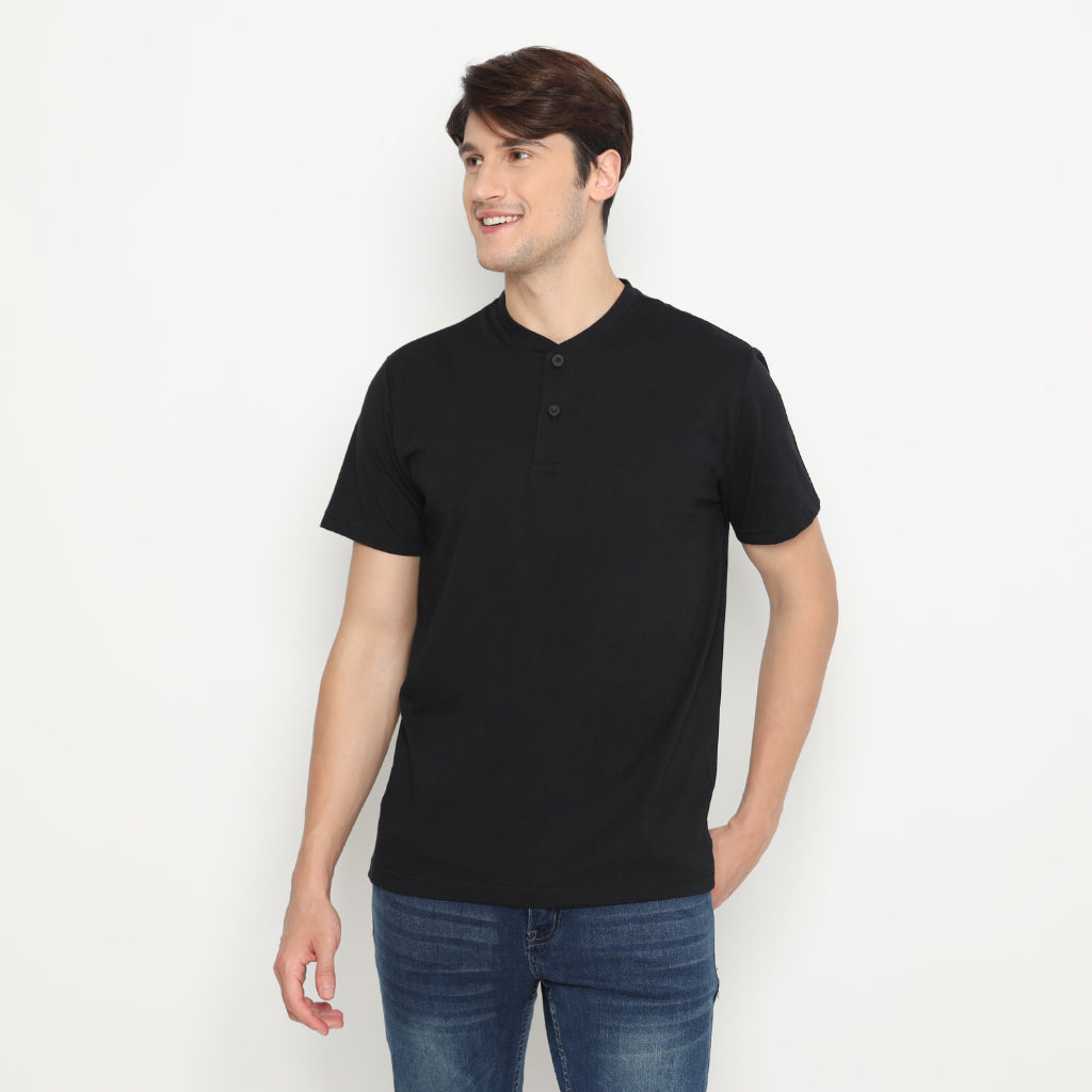 Matsuda Kaos Henley Polos Pria T Shirt Katun Nihama