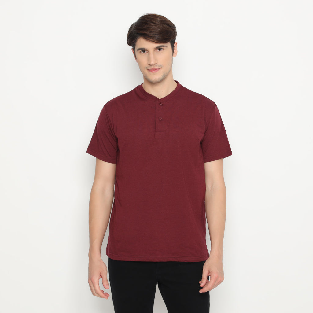 Matsuda Kaos Henley Polos Pria T Shirt Katun Nihama
