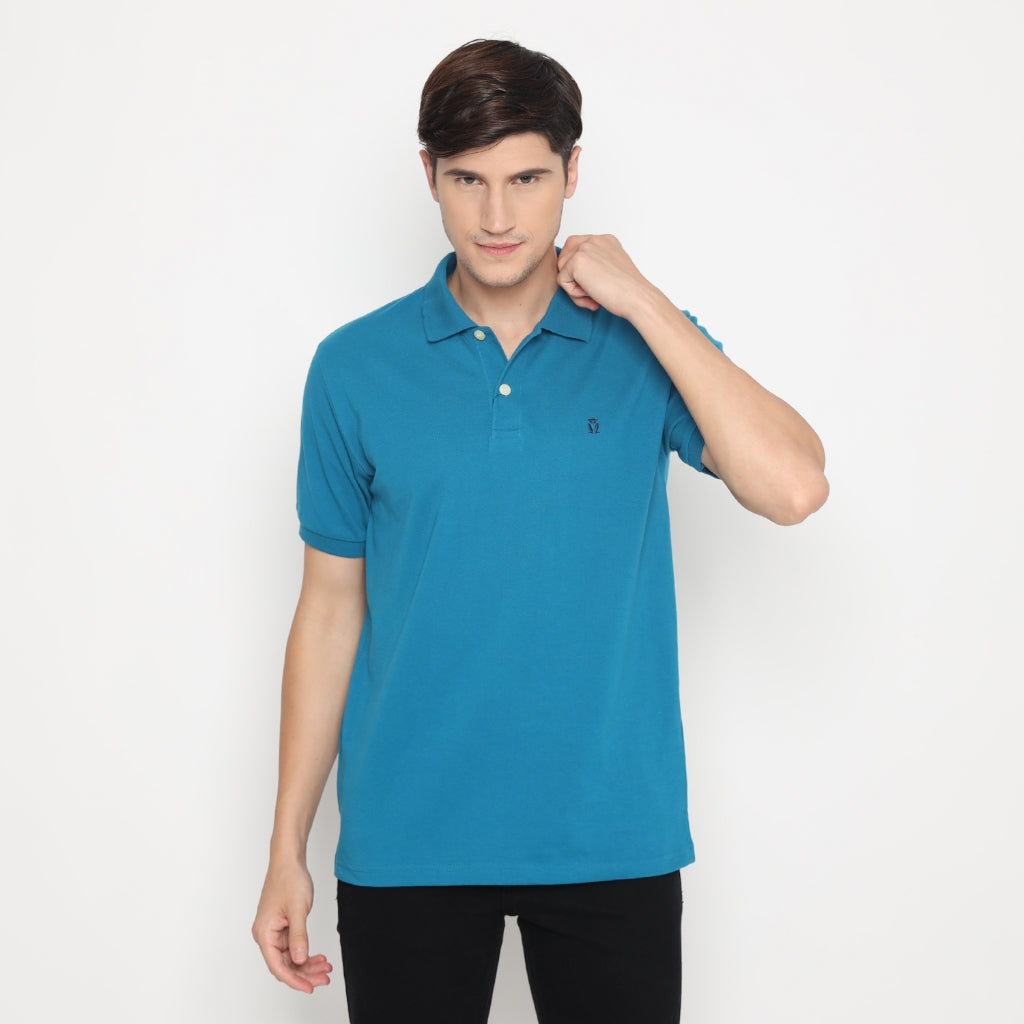 MATSUDA Kaos Polo Shirt Pria Kerah Kushima Seri Warna Biru