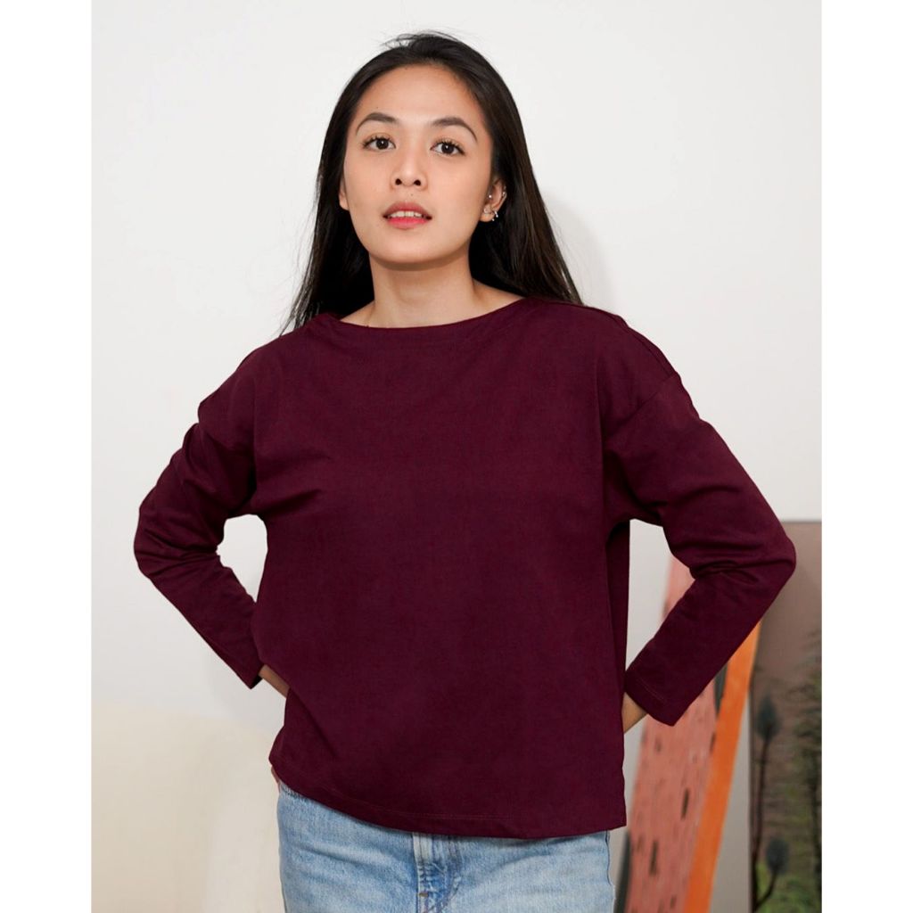 Matsuda Kaos Polos Wanita Lengan Panjang T Shirt Olive