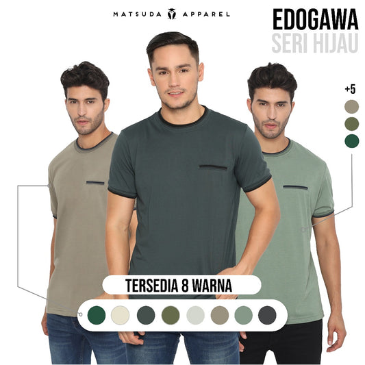 MATSUDA Kaos Pria T Shirt Edogawa Seri Warna Hijau