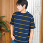 Matsuda Kaos Oversize Stripe Ritto Navy Pria Anti Kusut Baju Garis Korean Style Adem