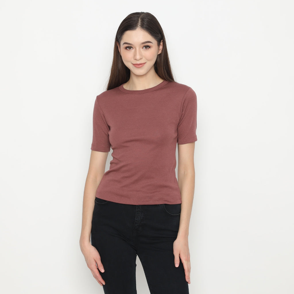 Matsuda Kaos Rib Polos Wanita Cotton T Shirt Elliot