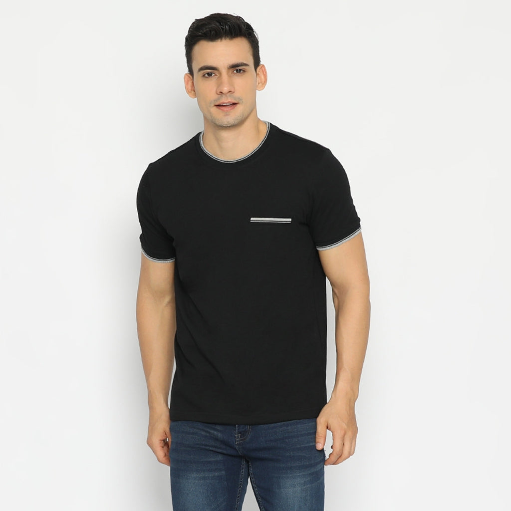 MATSUDA Kaos Pria T Shirt Edogawa Seri Warna Hitam Putih Bumi