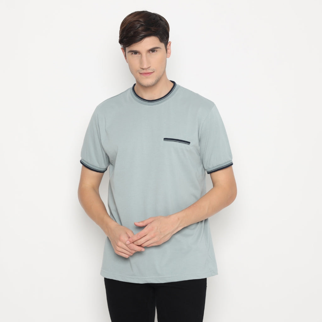 MATSUDA Kaos Pria T Shirt Edogawa Seri Warna Hitam Putih Bumi