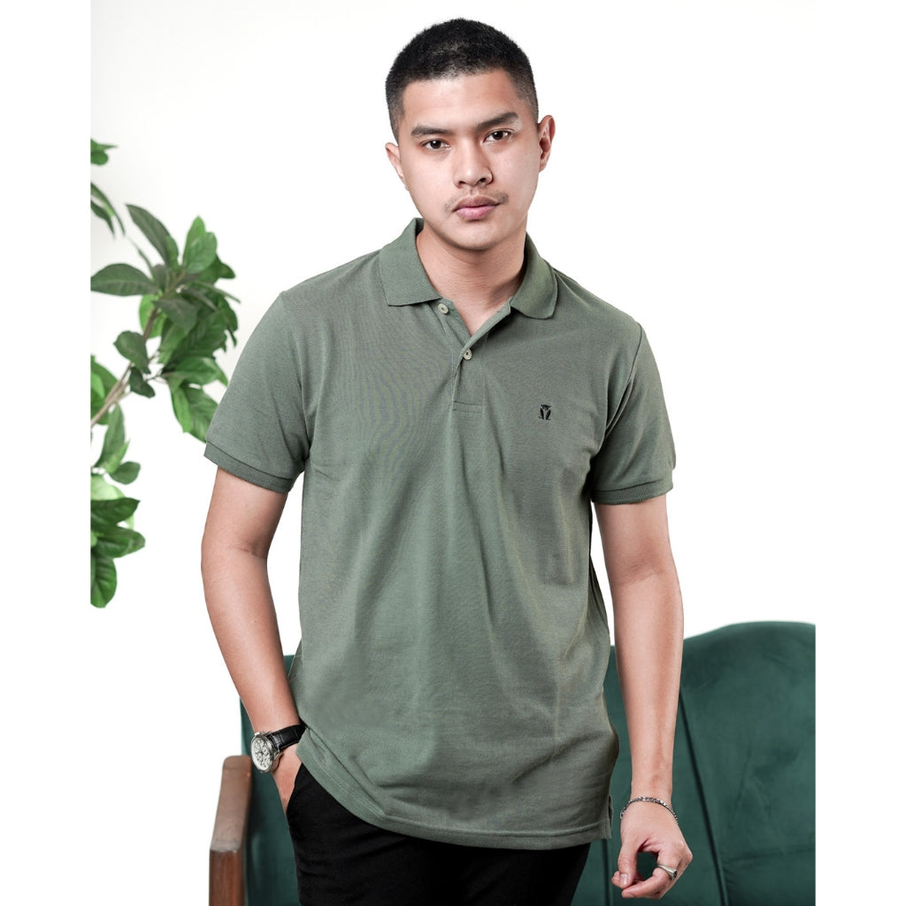MATSUDA Kaos Polo Shirt Pria Kerah Kushima Seri Warna Hijau
