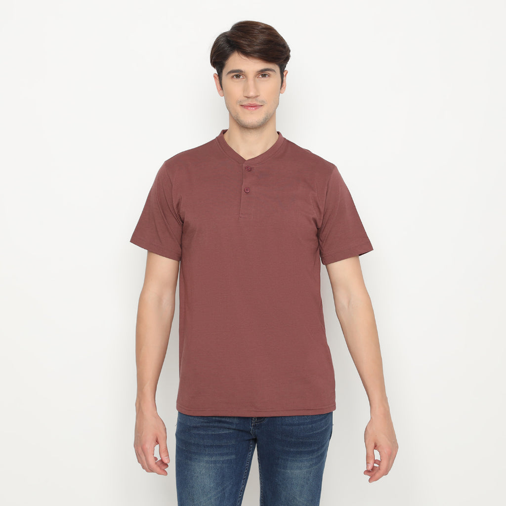 Matsuda Kaos Henley Polos Pria T Shirt Katun Nihama