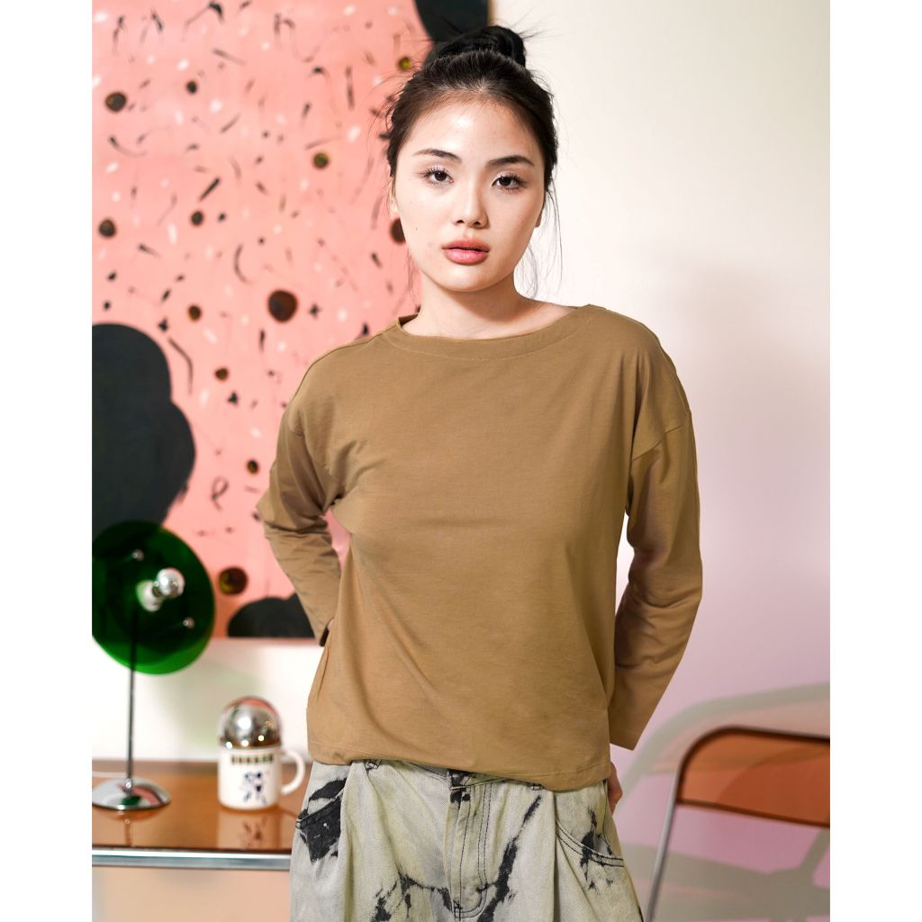 Matsuda Kaos Polos Wanita Lengan Panjang T Shirt Olive
