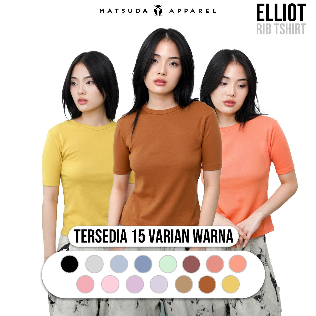 Matsuda Kaos Rib Polos Wanita Cotton T Shirt Elliot