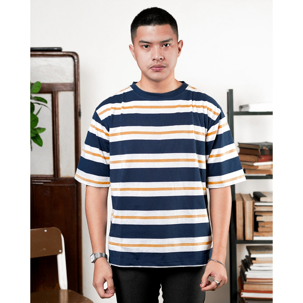 MATSUDA Kaos Oversize Stripe T shirt Katun Kinokawa Blue Teal