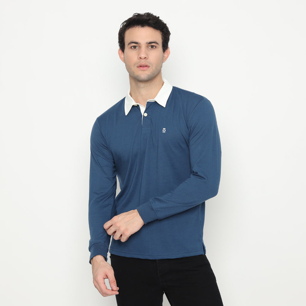 Matsuda Kaos Rugby Polo Shirt Pria Lengan Panjang Fujidera