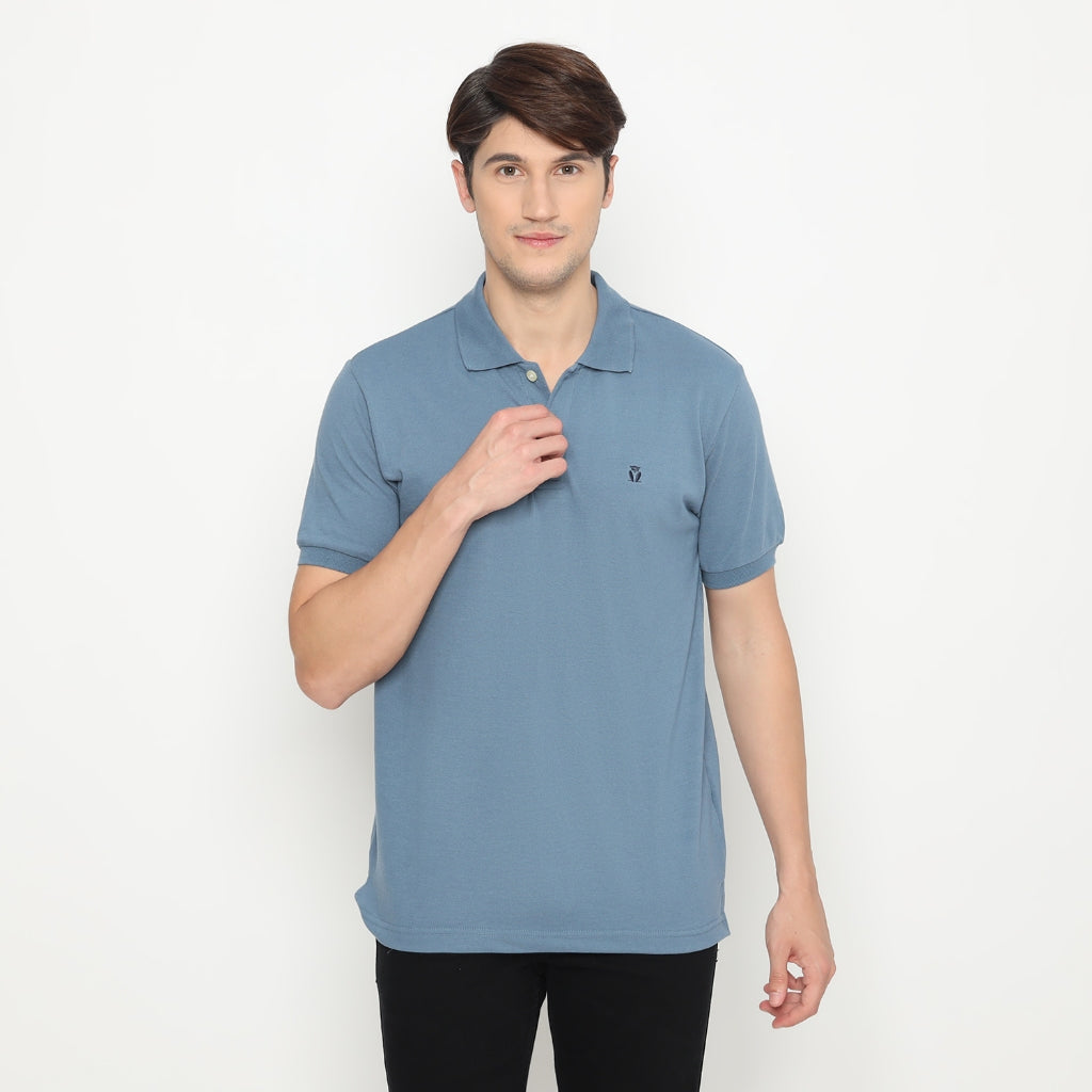MATSUDA Kaos Polo Shirt Pria Kerah Kushima Seri Warna Biru