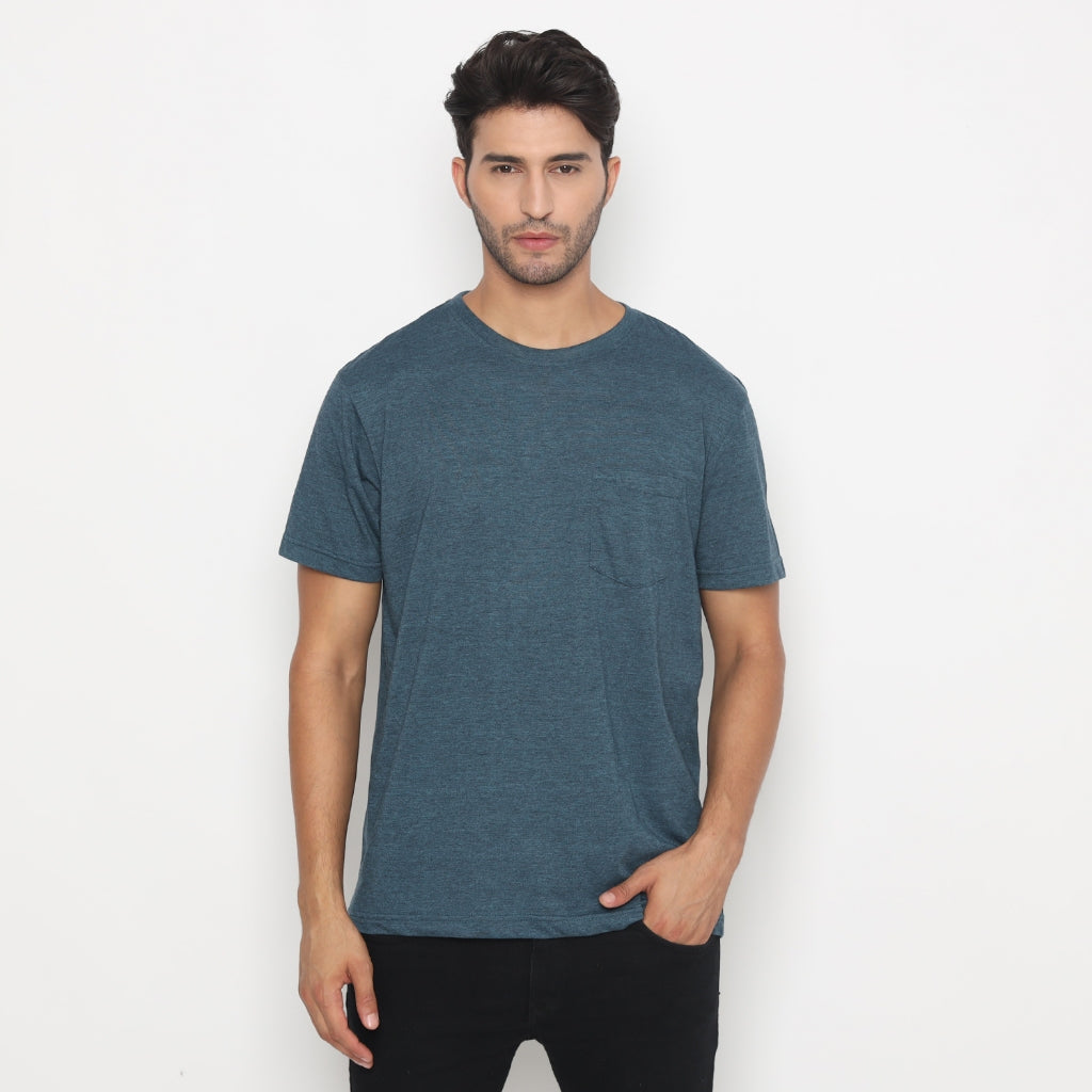 MATSUDA Kaos Polos Pocket T Shirt Cotton Chuo Seri Warna Biru