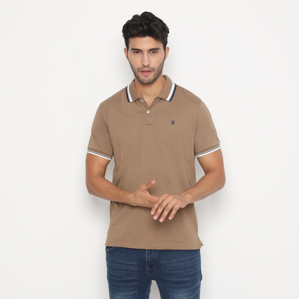 MATSUDA Kaos Polo Shirt Pria Kerah Aioi Seri Warna Hitam Putih Bumi