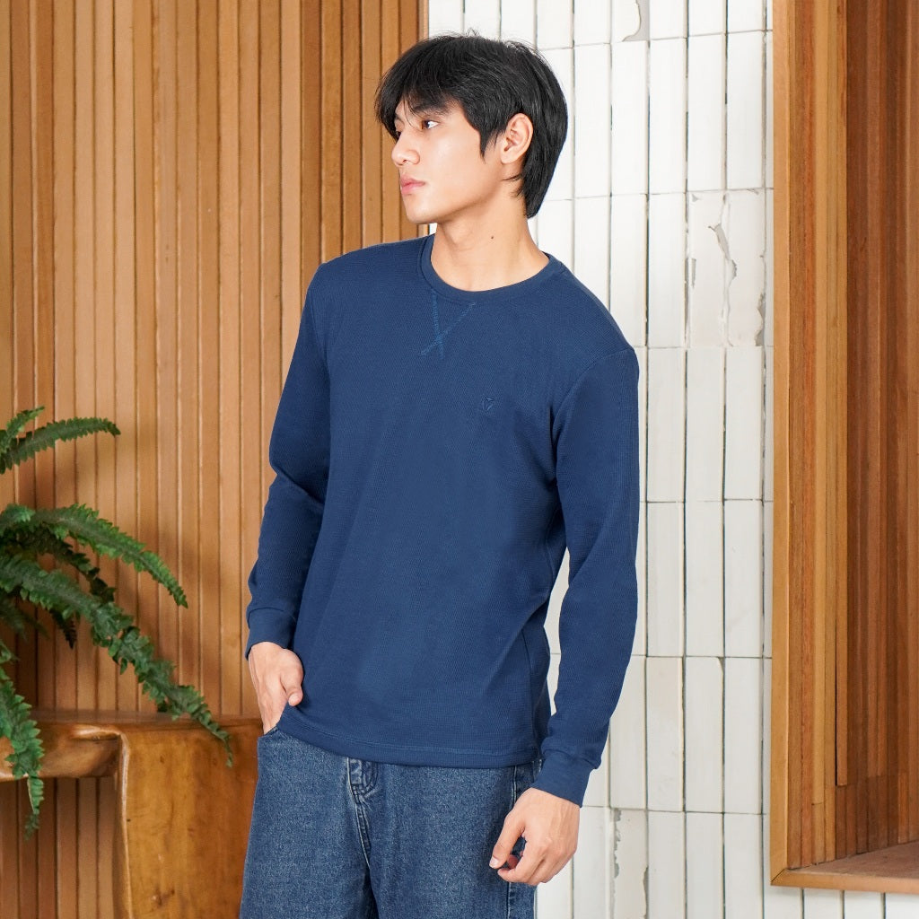 MATSUDA Kaos Polos Waffle Lengan Panjang Cotton Komoro