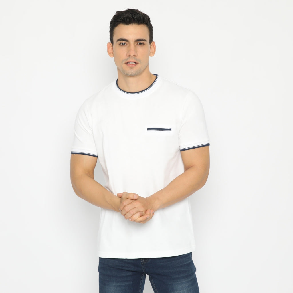 MATSUDA Kaos Pria T Shirt Edogawa Seri Warna Hitam Putih Bumi