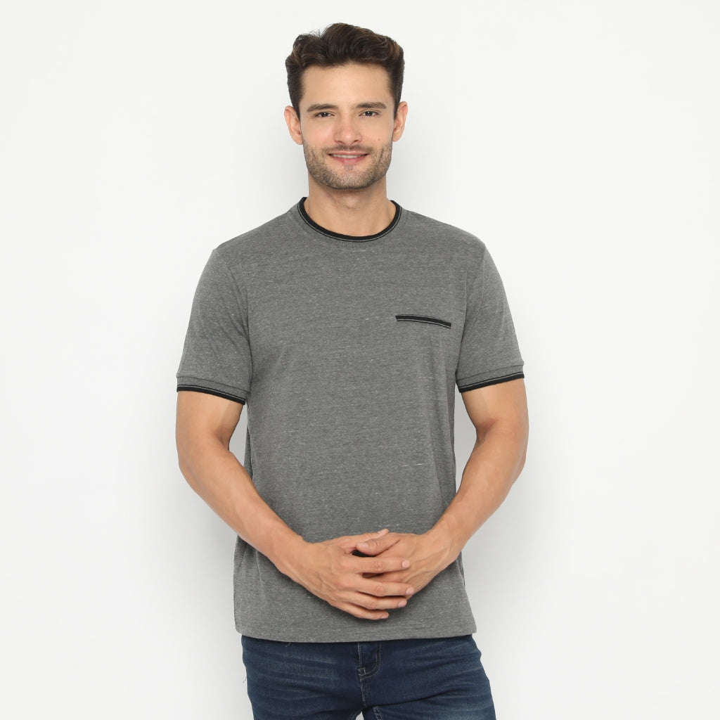 MATSUDA Kaos Pria T Shirt Edogawa Seri Warna Hitam Putih Bumi