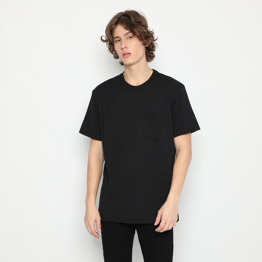 MATSUDA Kaos Polos Pocket T Shirt Cotton Chuo Seri Warna Hitam Putih Bumi