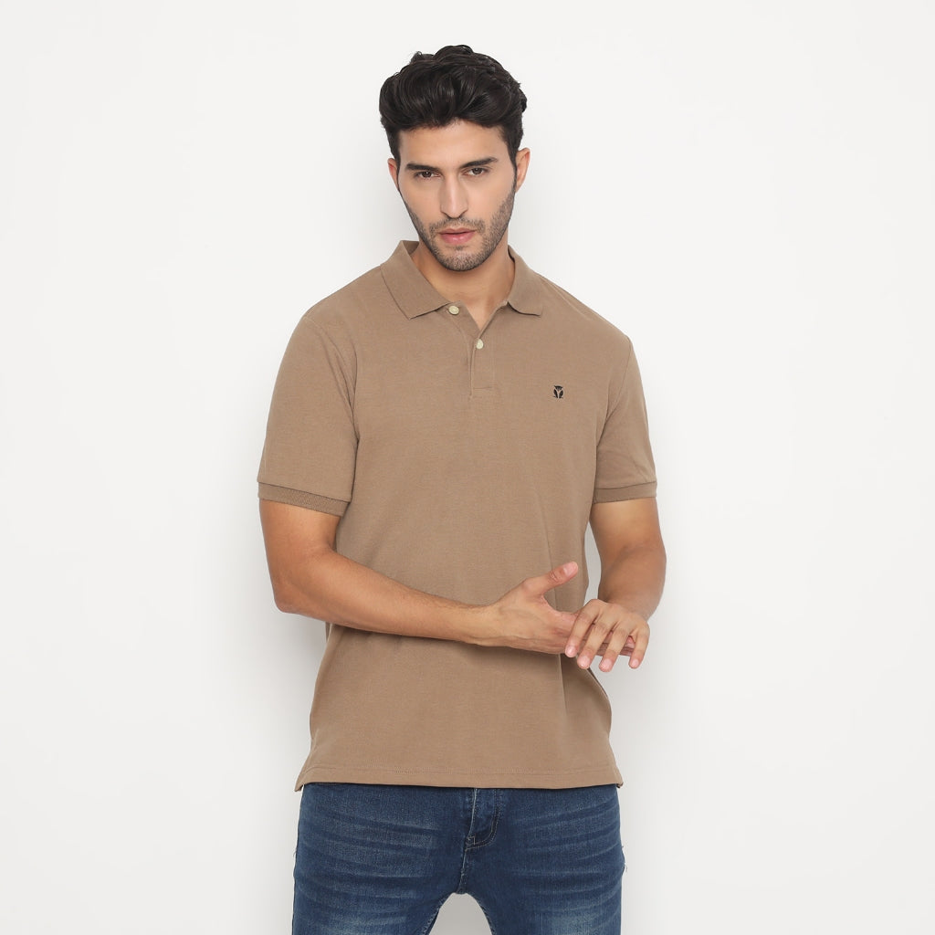 MATSUDA Kaos Polo Shirt Pria Kerah Kushima Seri Warna Hitam Putih Bumi