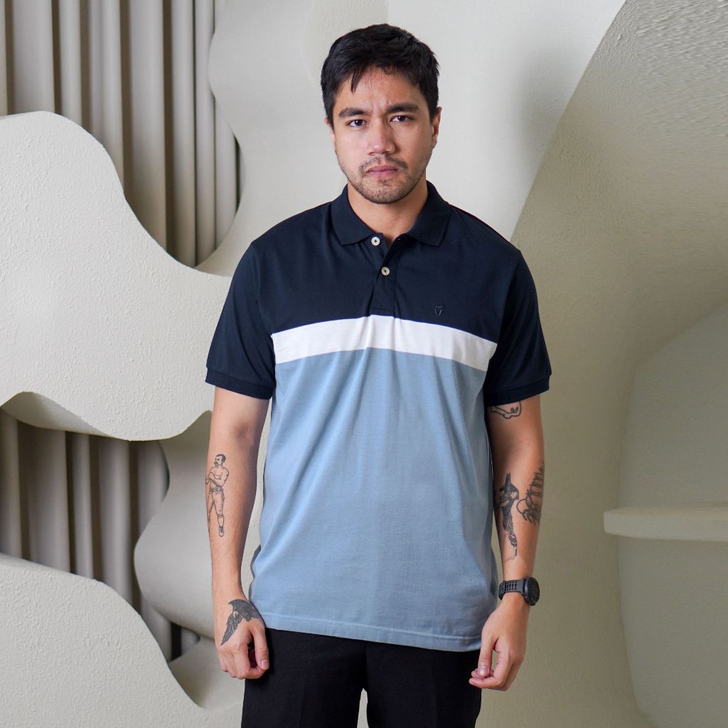 MATSUDA Kaos Polo Shirt Pria Kerah Liyama NAVY L BLUE