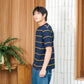 Matsuda Kaos Oversize Stripe Ritto Navy Pria Anti Kusut Baju Garis Korean Style Adem