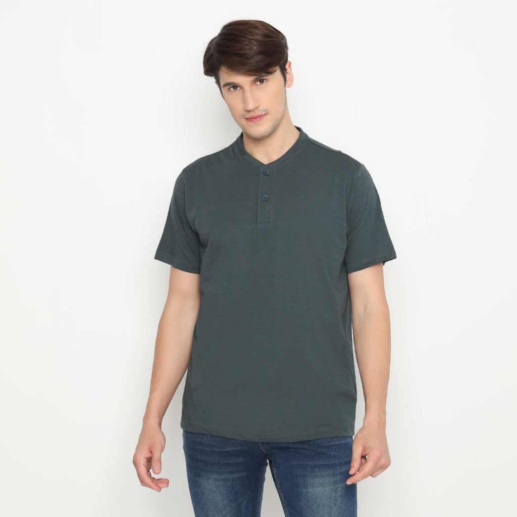 Matsuda Kaos Henley Polos Pria T Shirt Katun Nihama