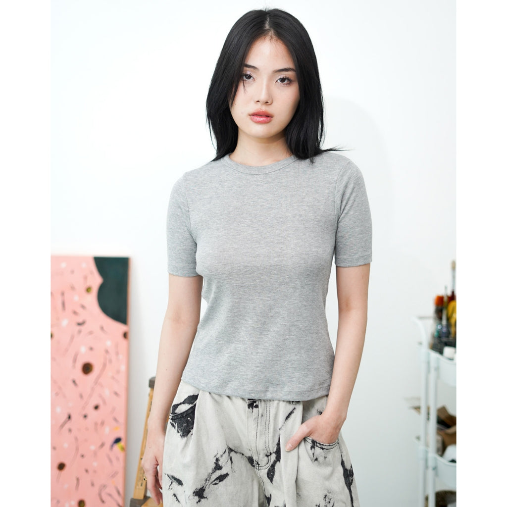 Matsuda Kaos Rib Polos Wanita Cotton T Shirt Elliot