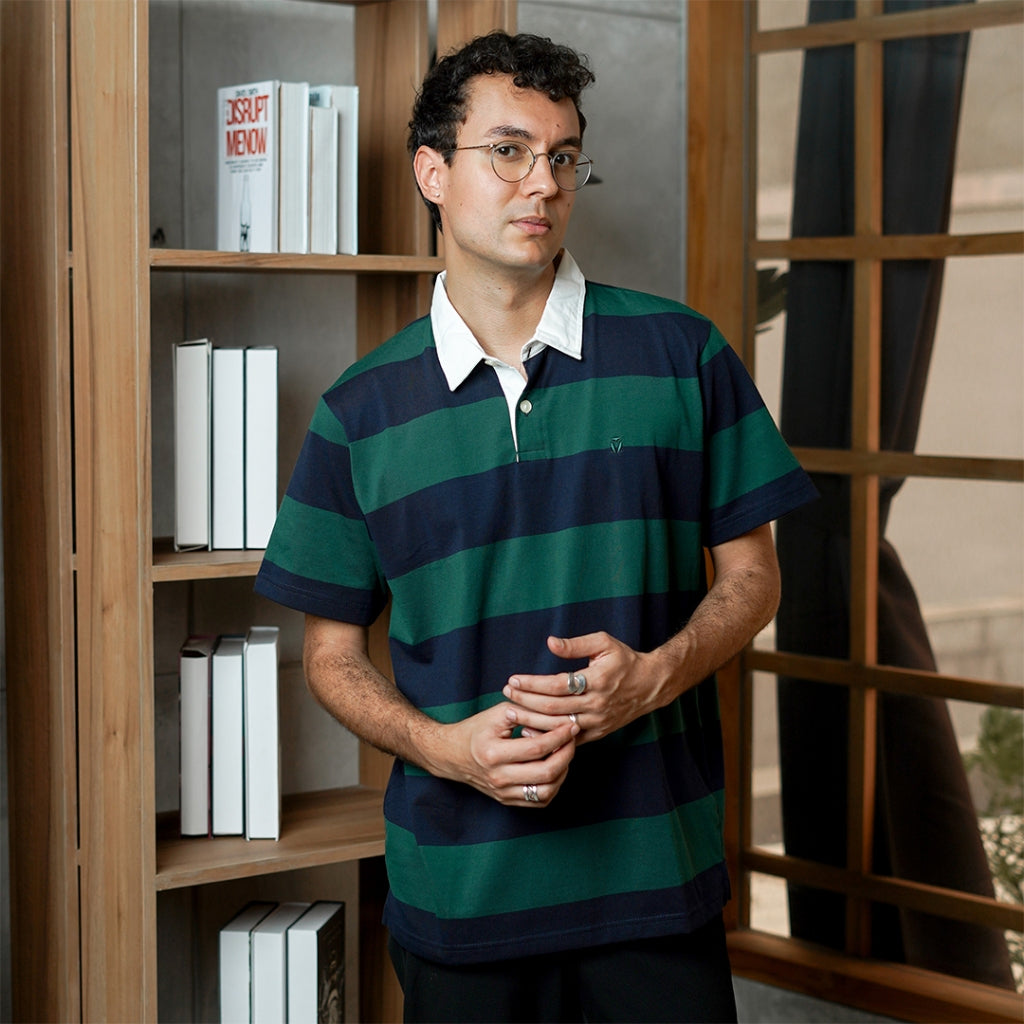 Matsuda Kaos Rugby Polo Shirt Pria Katun Lengan Pendek Noshiro