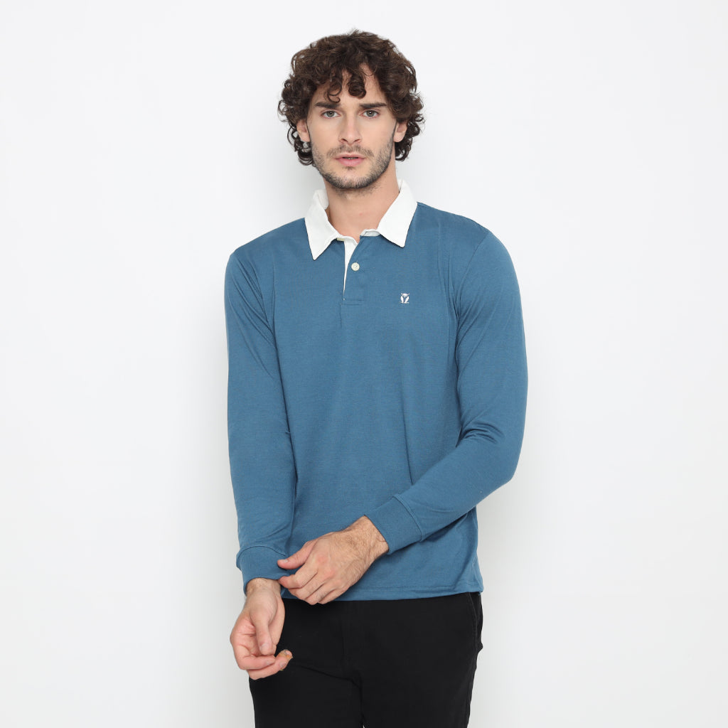 Matsuda Kaos Rugby Polo Shirt Pria Lengan Panjang Fujidera