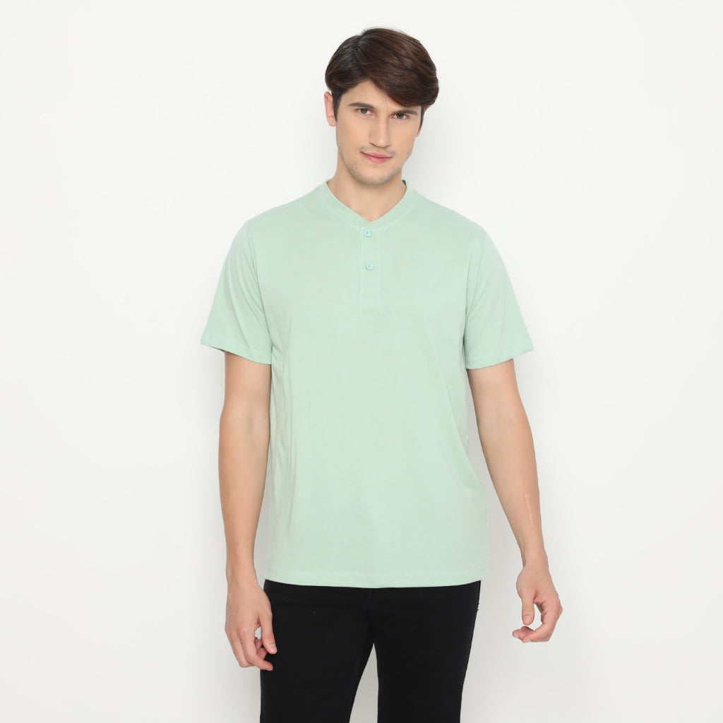 Matsuda Kaos Henley Polos Pria T Shirt Katun Nihama