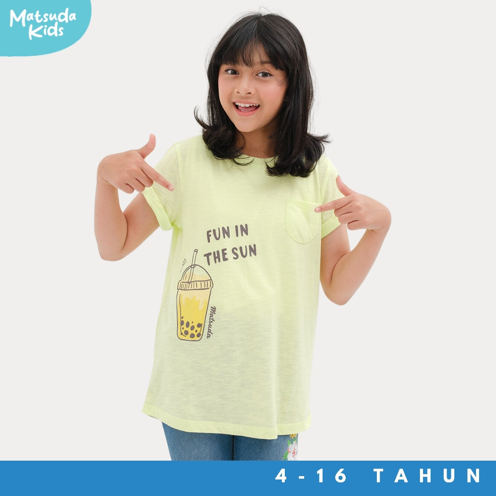 Matsuda baju kaos anak perempuan katun umur 4-16 Ellie