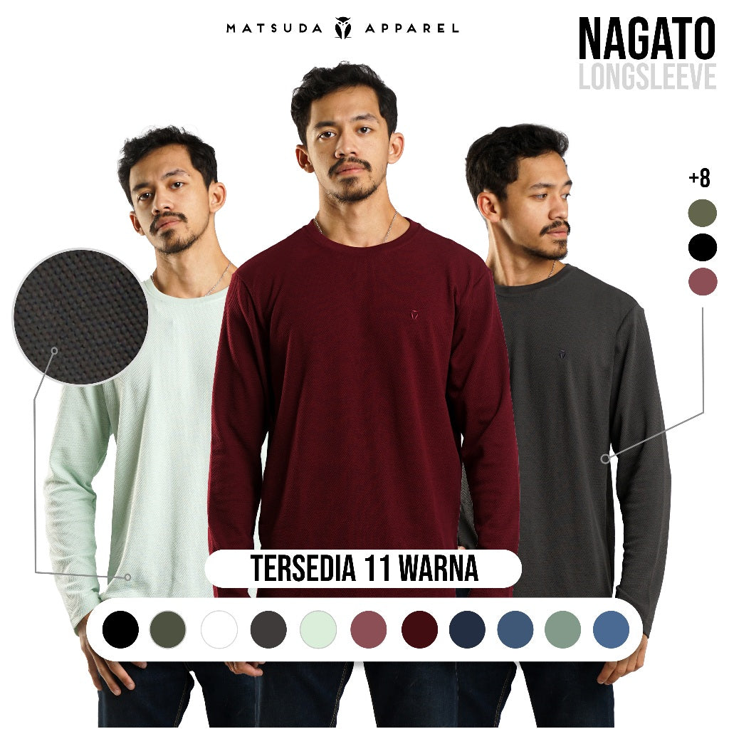 MATSUDA Kaos Lengan Panjang Texture Popcorn Katun Nagato
