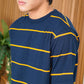 Matsuda Kaos Oversize Stripe Ritto Navy Pria Anti Kusut Baju Garis Korean Style Adem