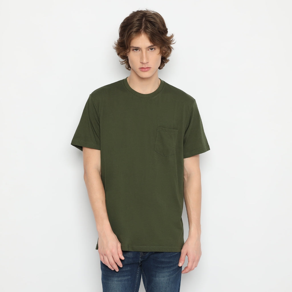 MATSUDA Kaos Polos Pocket T Shirt Cotton Chuo Seri Warna Hijau