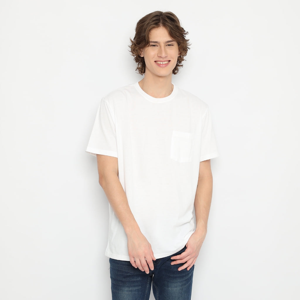 MATSUDA Kaos Polos Pocket T Shirt Cotton Chuo Seri Warna Hitam Putih Bumi