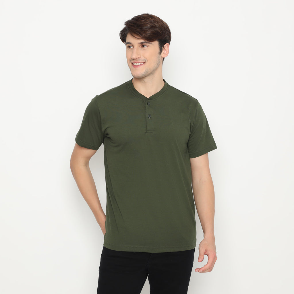 Matsuda Kaos Henley Polos Pria T Shirt Katun Nihama