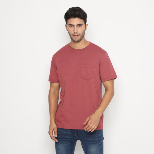 MATSUDA Kaos Polos Pocket T Shirt Cotton Chuo Seri Warna Merah