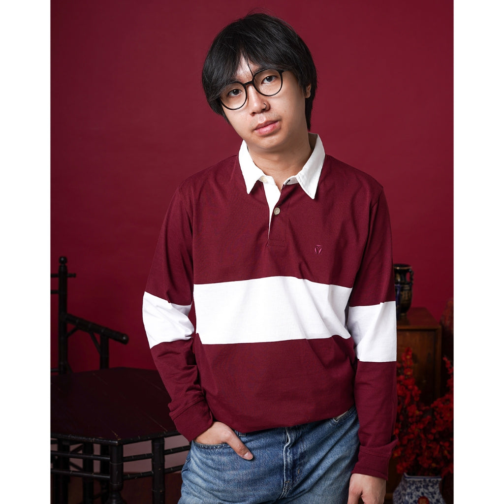 Matsuda Kaos Rugby Polo Shirt Pria Lengan Panjang Nago