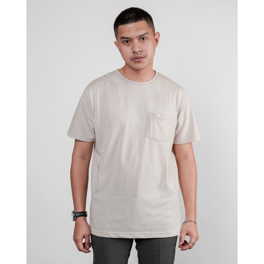 MATSUDA Kaos Polos Pocket T Shirt Cotton Chuo Seri Warna Hitam Putih Bumi