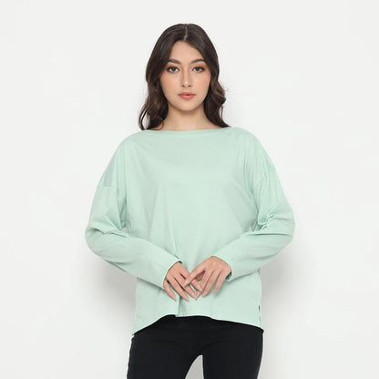 Matsuda Kaos Polos Wanita Lengan Panjang T Shirt Olive