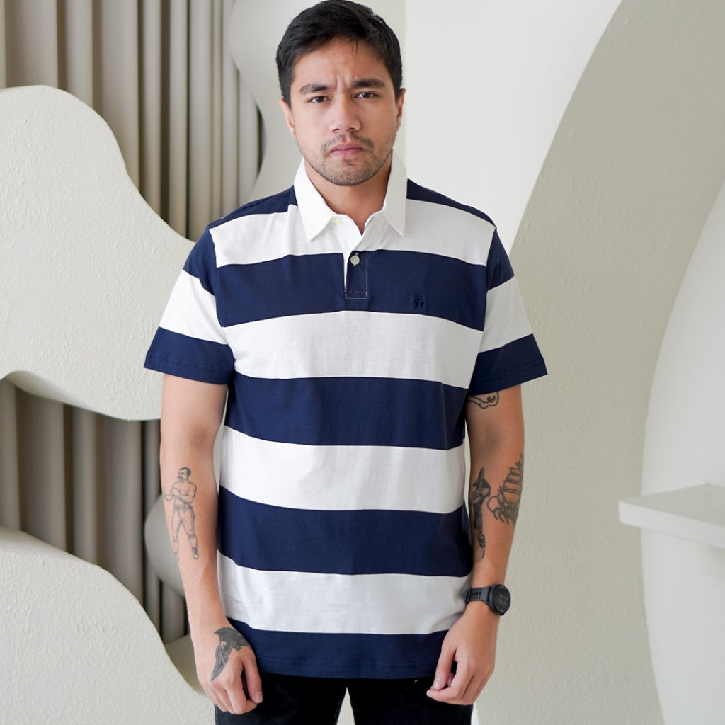 Matsuda Kaos Rugby Polo Shirt Pria Katun Lengan Pendek Noshiro