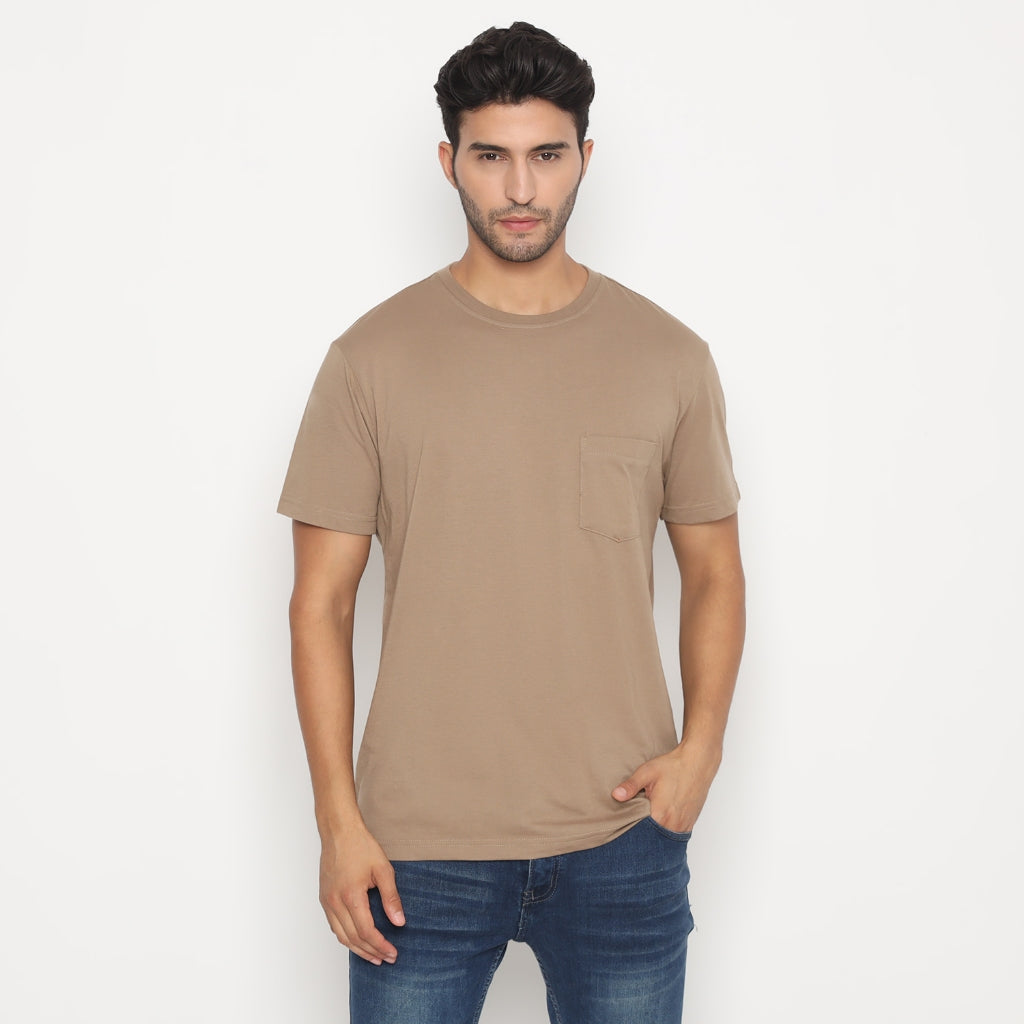 MATSUDA Kaos Polos Pocket T Shirt Cotton Chuo Seri Warna Hitam Putih Bumi