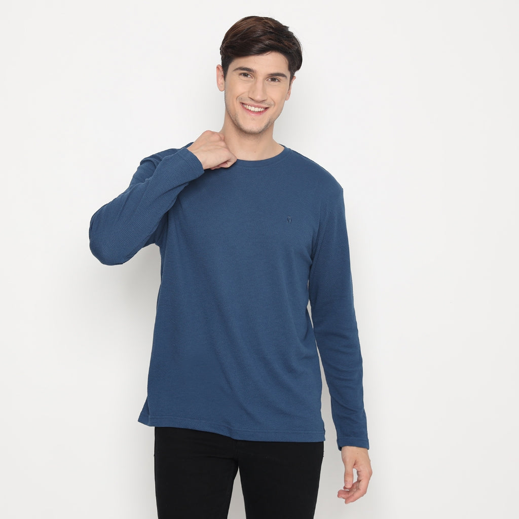 MATSUDA Kaos Lengan Panjang Texture Popcorn Katun Nagato