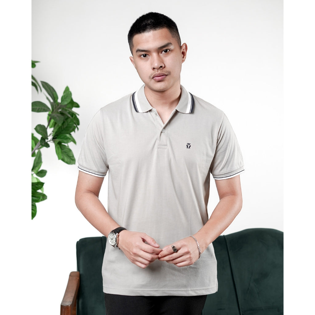 MATSUDA Kaos Polo Shirt Pria Kerah Aioi Seri Warna Hitam Putih Bumi