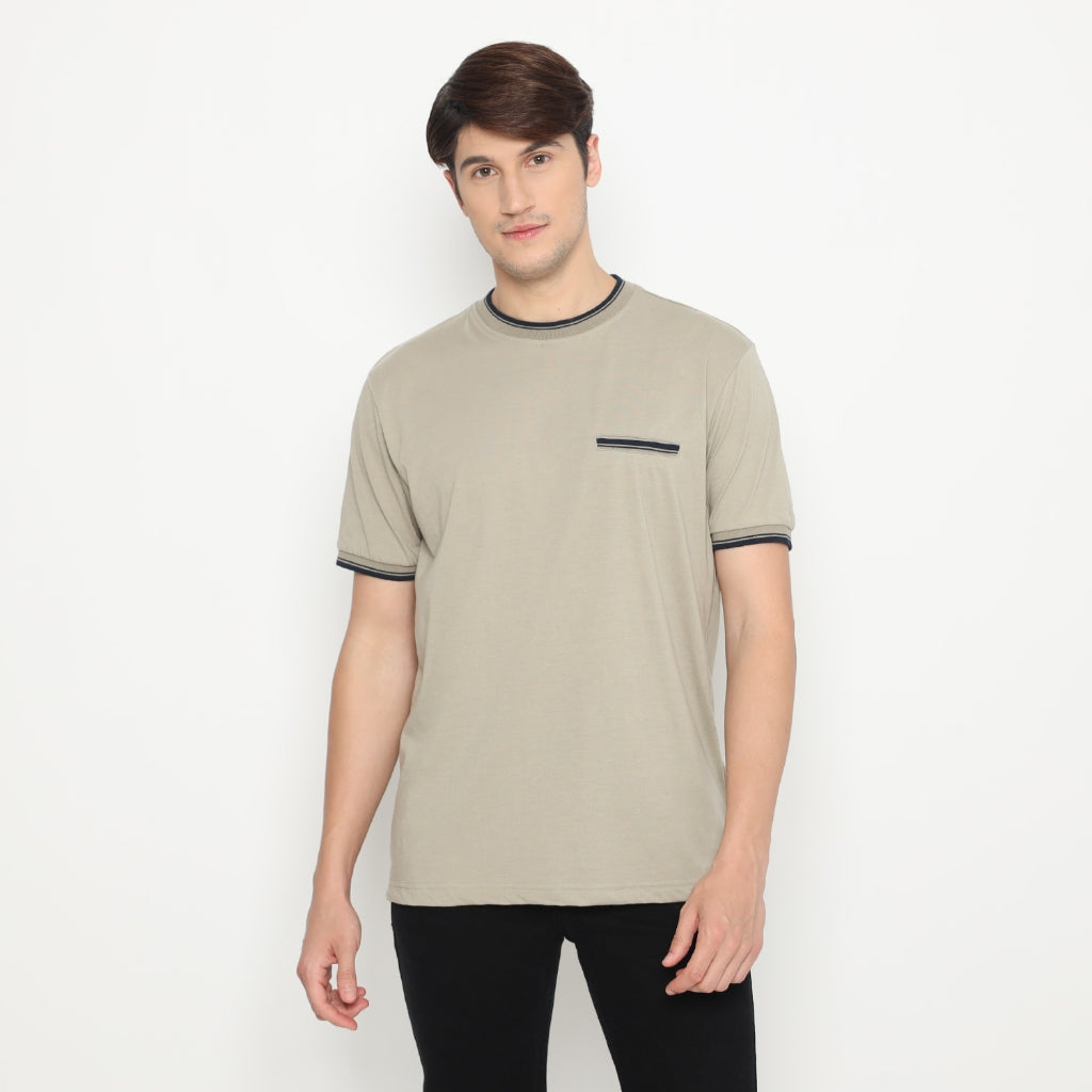 MATSUDA Kaos Pria T Shirt Edogawa Seri Warna Hitam Putih Bumi