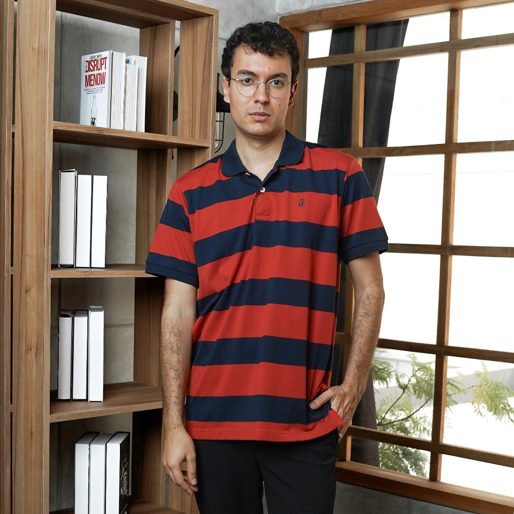 MATSUDA Kaos Polo Shirt Pria Kerah Echizen Navy Terakota